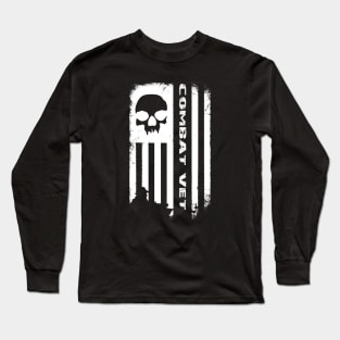 Skull Combat Veteran Flag Long Sleeve T-Shirt